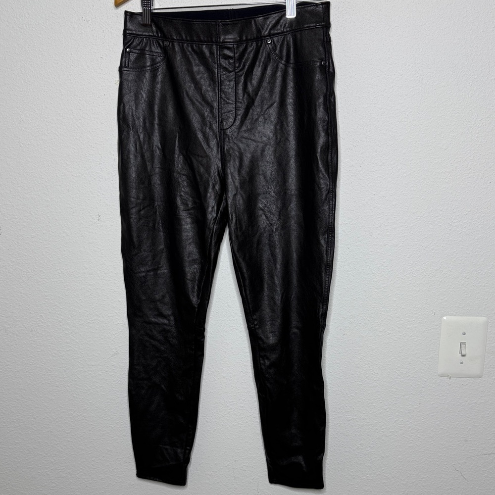 Spanx Black Faux Leather leggings pants size large